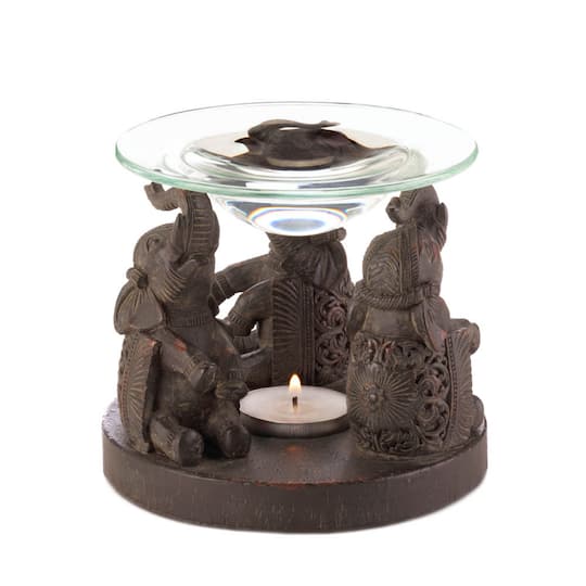 4&#x22; Ornate Elephant Triad Candle Oil Warmer